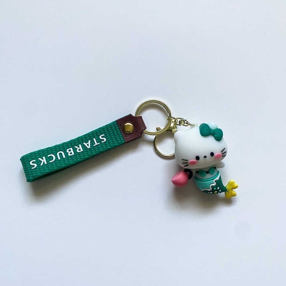 starbucks Hello Kitty Mermaid Keychain Green Sanrio Collab Strap Charm Kawaii - Picture 2 of 3